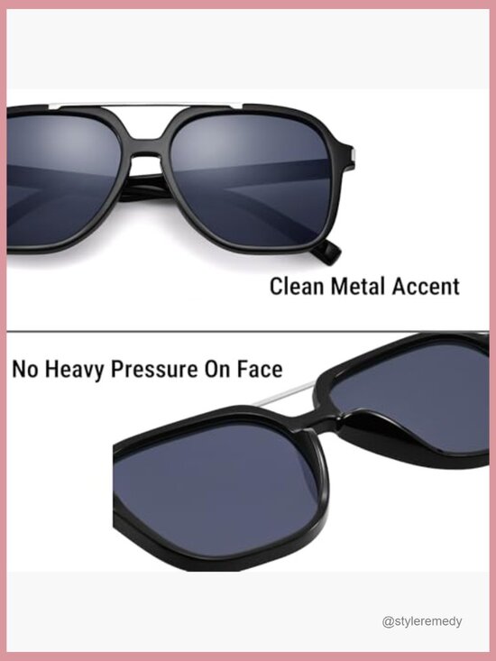 Retro Aviator Sunglasses, Square Frame, UV400 Protection, Oversized Fit main image 7